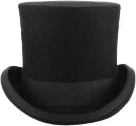 17Cm Wool Felt High Top Hat Topper Derby Hat for Women Men Party Dress Costume Cap Black L(59cm)