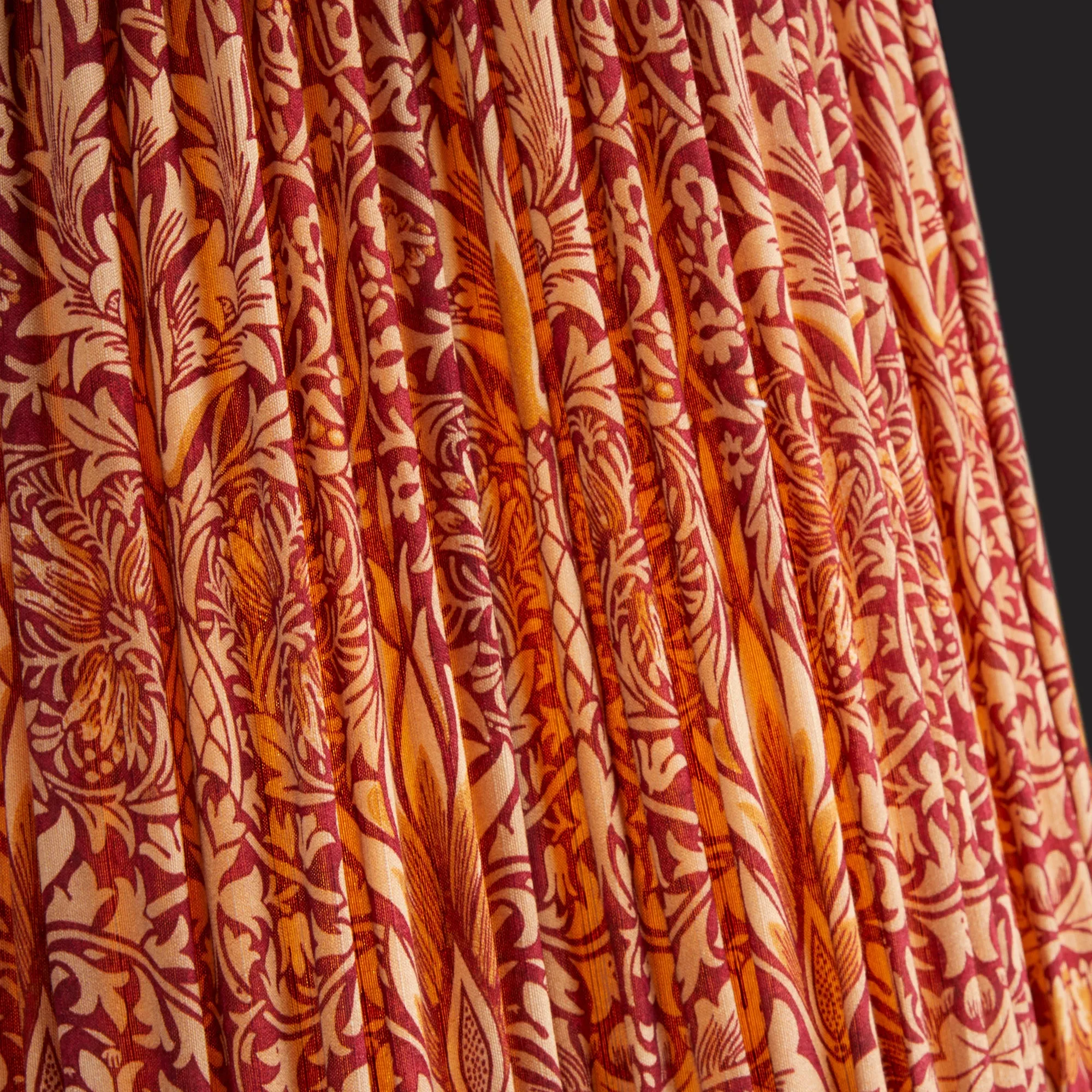 20cm scalloped empire shade in claret & gold silk Snakeshead by Morris & Co.