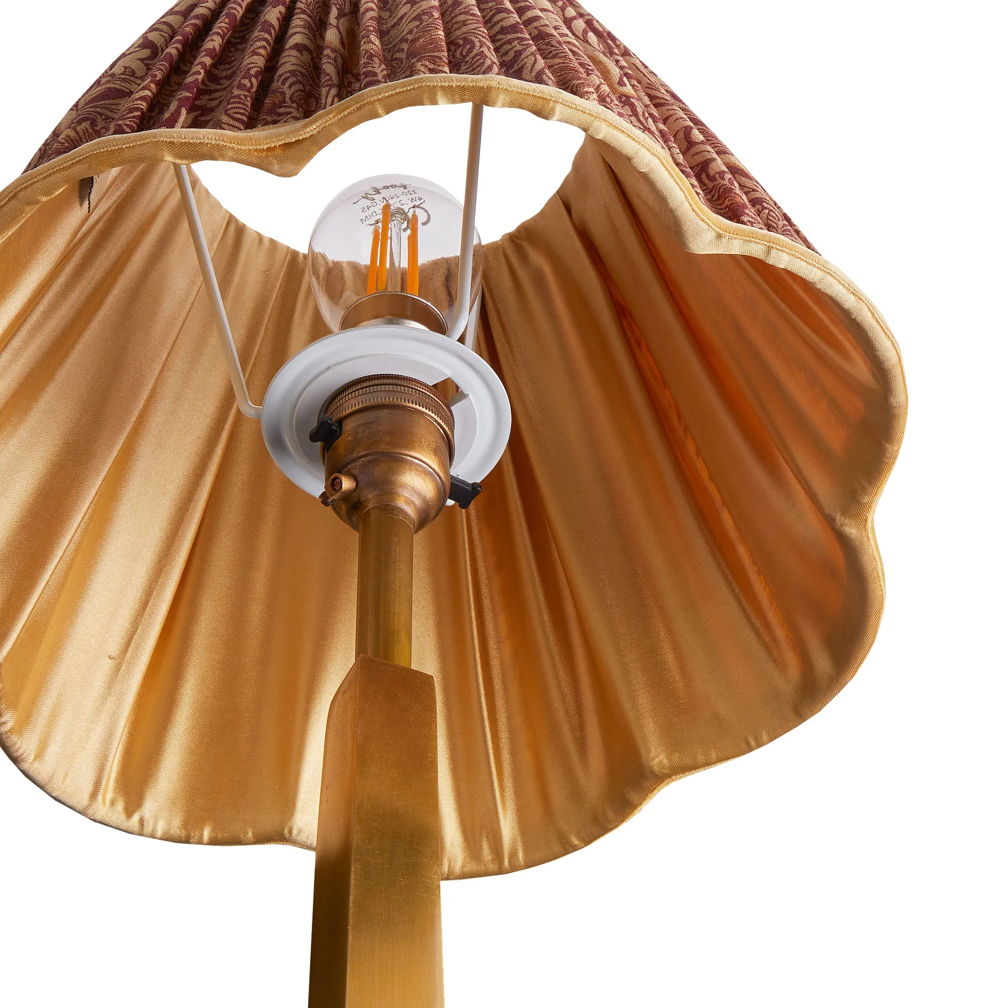 20cm scalloped empire shade in claret & gold silk Snakeshead by Morris & Co.