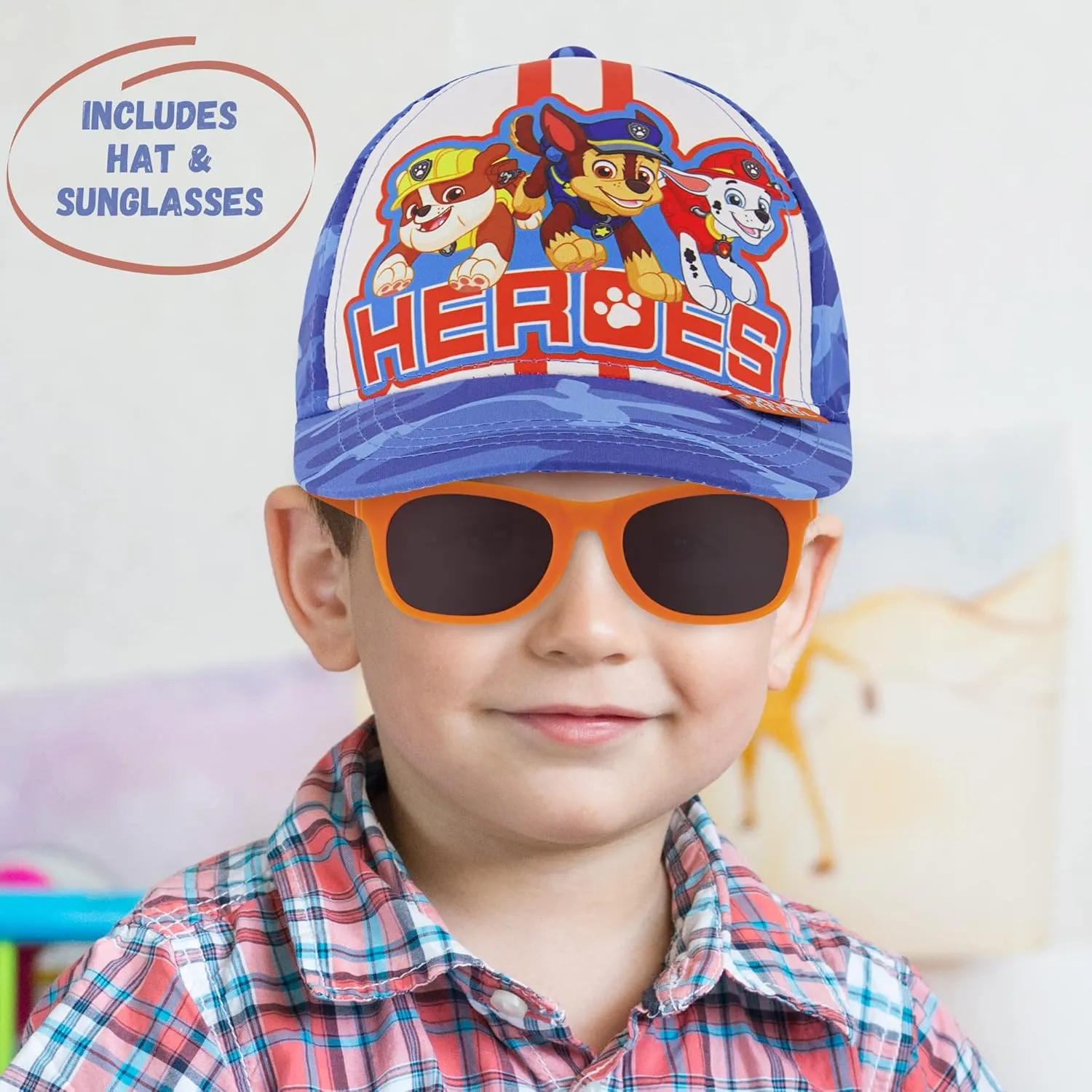 ABG Boys Toddler Hat for Ages 2-4 - Paw Patrol, Thomas, Baby Shark, Mickey Mouse or Batman Kids Baseball Cap and Sunglasses
