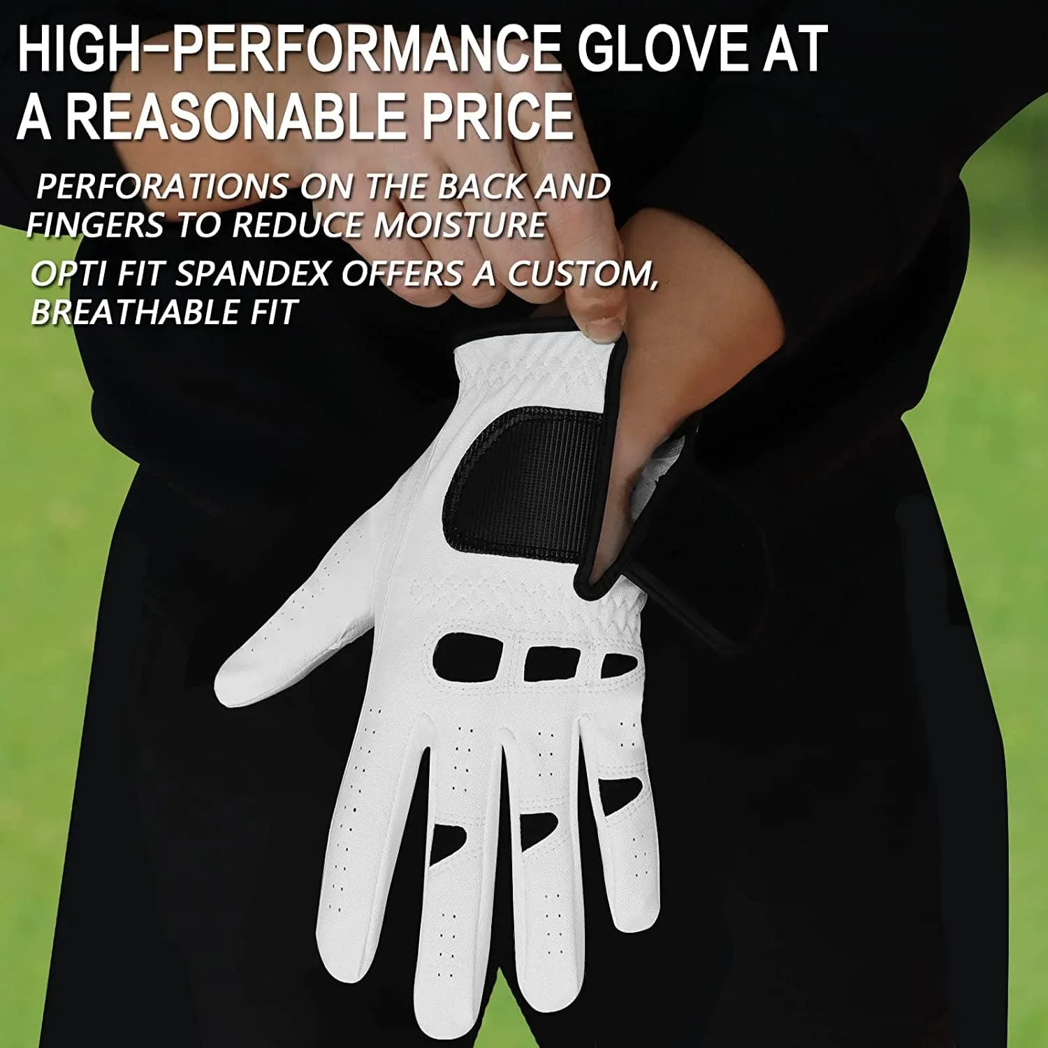 Amy Sport Golf Gloves Men Left Hand Right Handed Golfer 3 Pack with Ball Marker Soft Leather Weathersof Grip Mens Glove Size S M ML L XL XXL 3XL