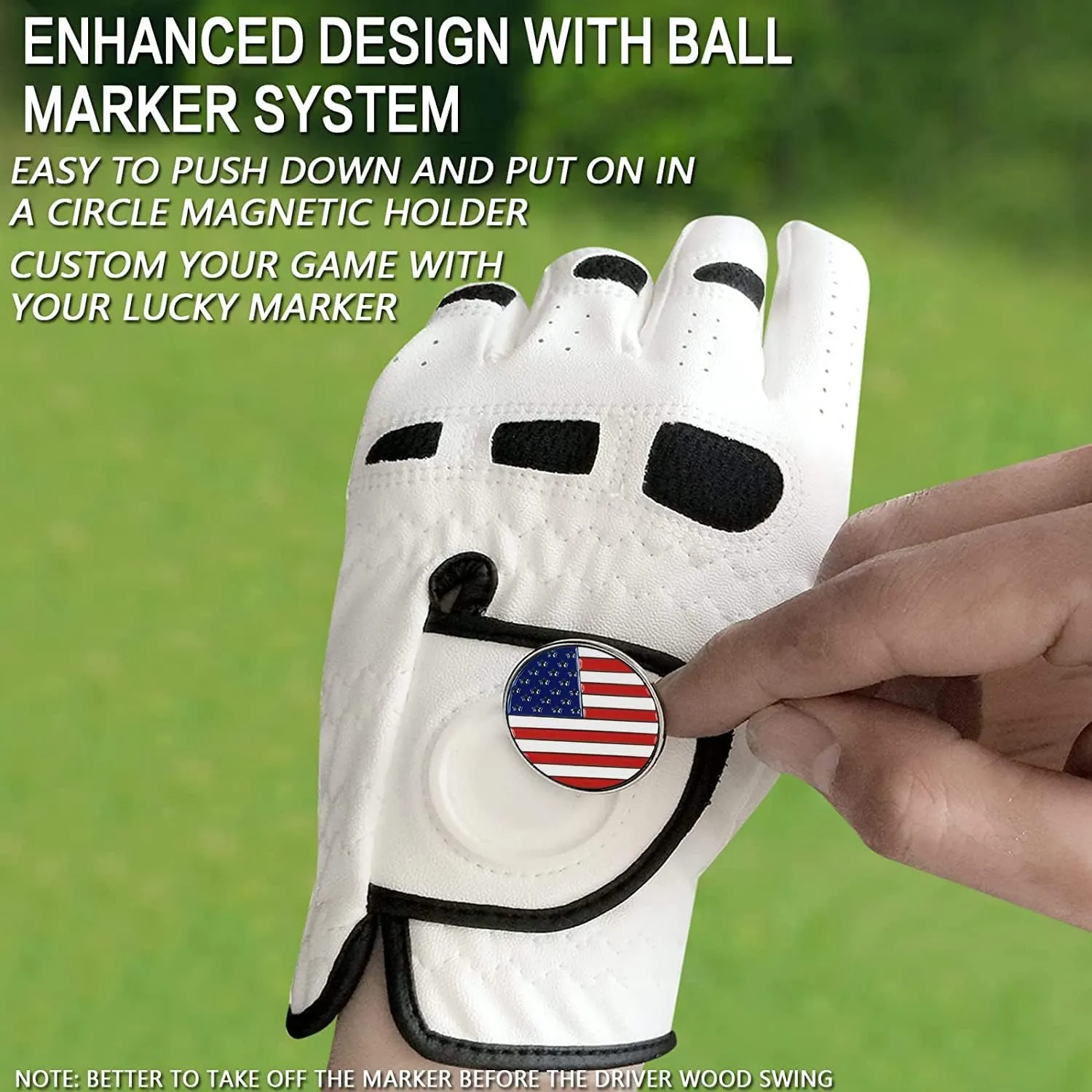 Amy Sport Golf Gloves Men Left Hand Right Handed Golfer 3 Pack with Ball Marker Soft Leather Weathersof Grip Mens Glove Size S M ML L XL XXL 3XL