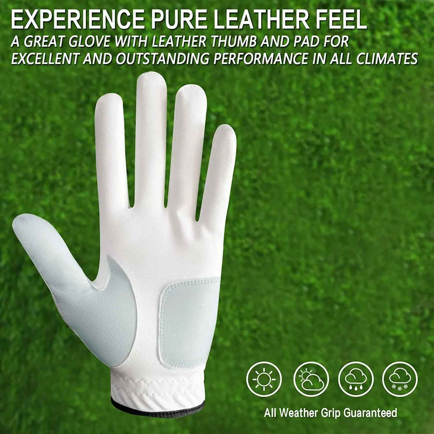Amy Sport Golf Gloves Men Left Hand Right Handed Golfer 3 Pack with Ball Marker Soft Leather Weathersof Grip Mens Glove Size S M ML L XL XXL 3XL