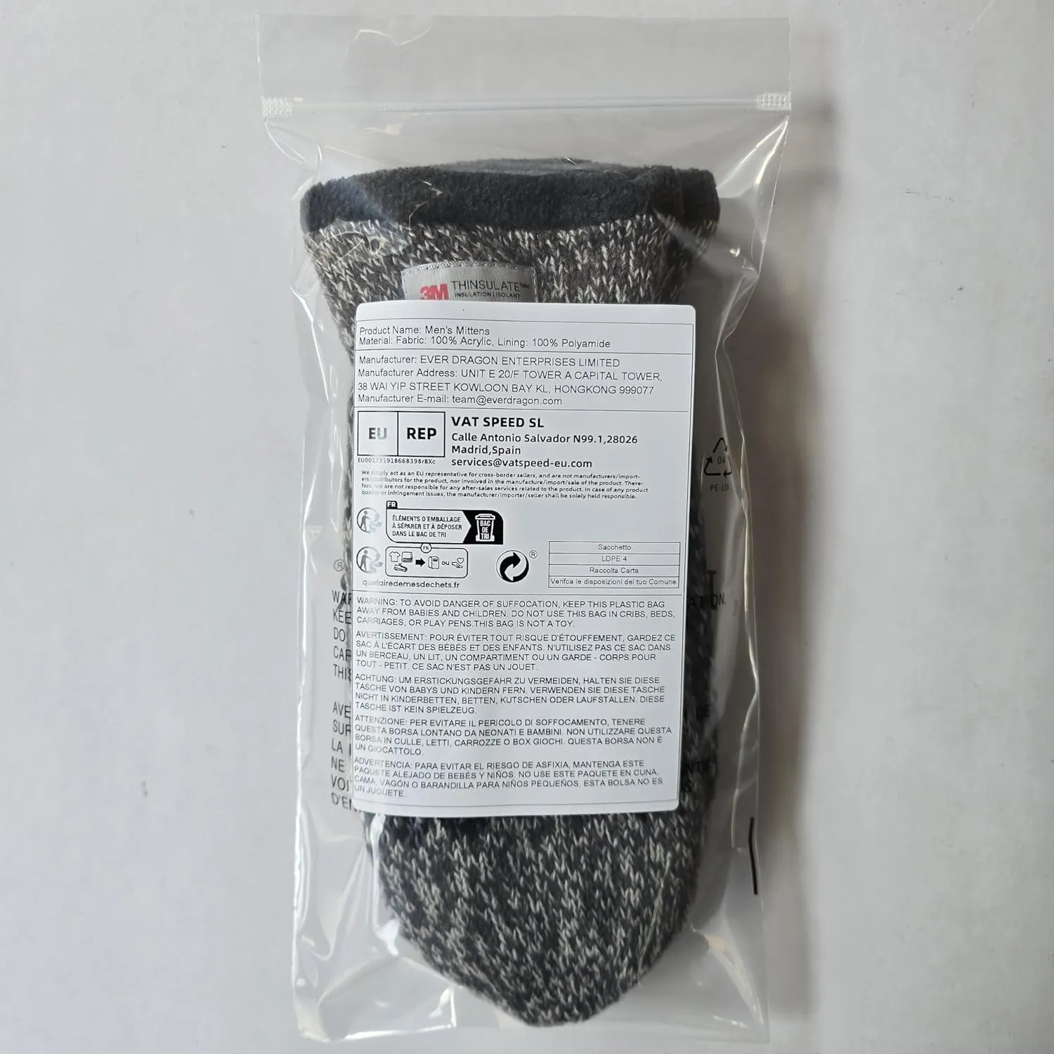BRUCERIVER Mens Snowflake Knit Mittens with Warm Thinsulate Fleece Lining