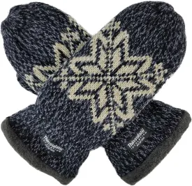 BRUCERIVER Mens Snowflake Knit Mittens with Warm Thinsulate Fleece Lining
