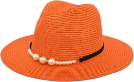 Classic Fedora Hat Two Tone Flat Top Hat with Band Wide Brim Pork Pie Hat Adjustable Patchwork Colors Panama Hat