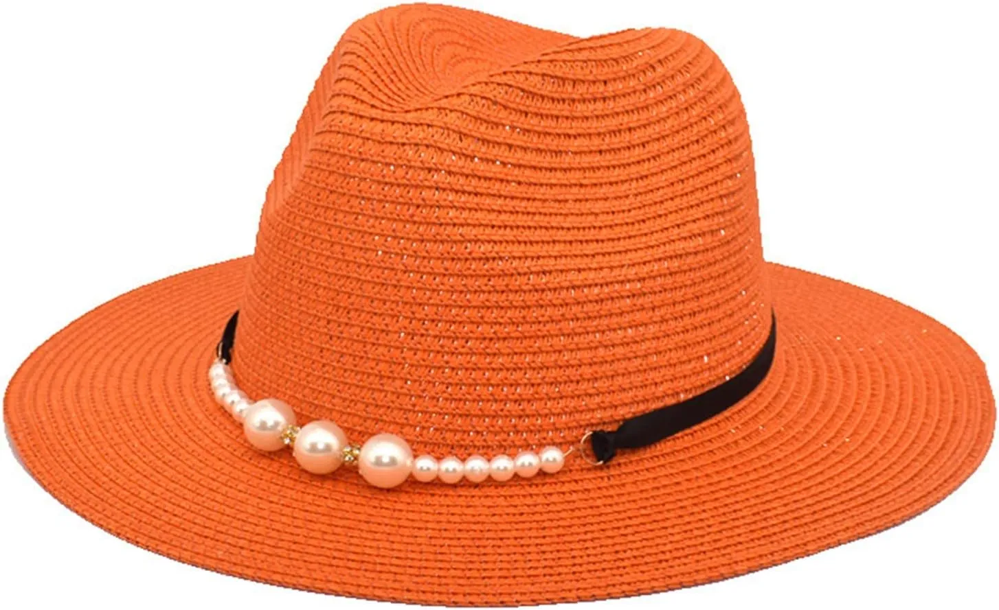 Classic Fedora Hat Two Tone Flat Top Hat with Band Wide Brim Pork Pie Hat Adjustable Patchwork Colors Panama Hat