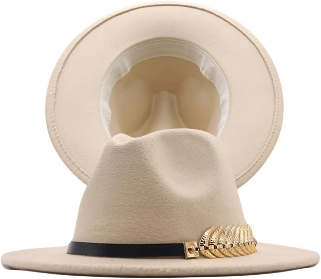 Classic Fedora Hats for Men & Women Wide Brim Hat Belt Buckle Outdoor Panama Dress Fedora Hat