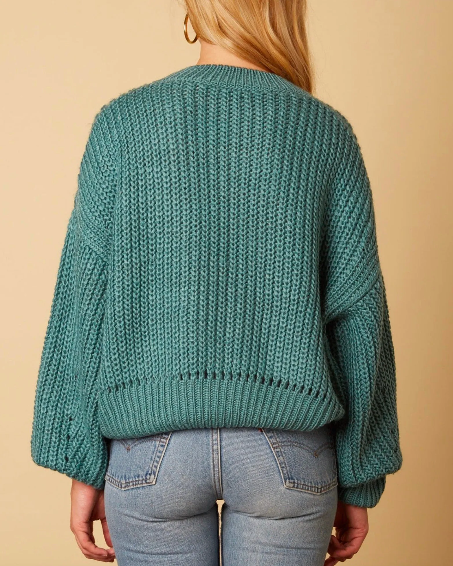 Cotton Candy LA - Leah Oversized Knit Sweater in Teal