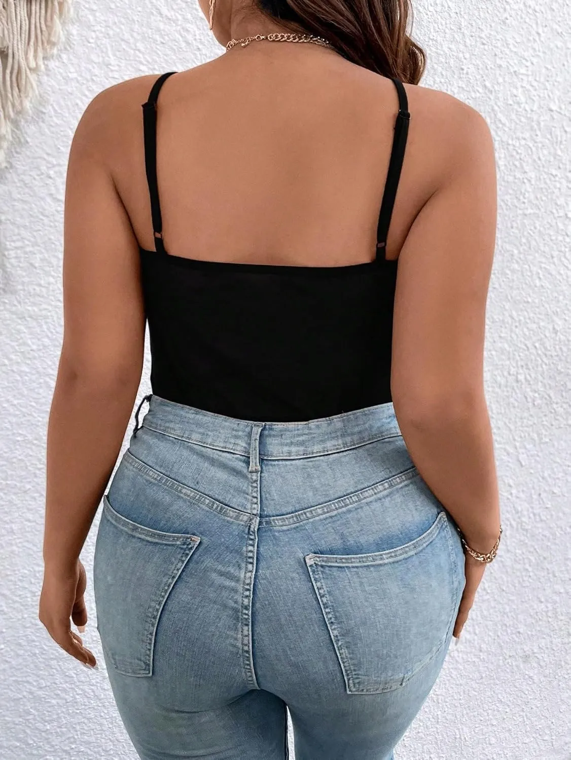 COZYEASE Women's Plus Size Lace Bustier Cami Bodysuit Sleeveless Sheer Mesh Corset Romper