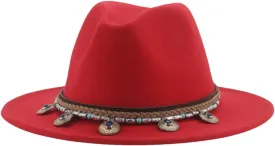 Dcvmvmn Men Women Fedoras Hat Belt Band Solid Felted Jazz Caps Casual Felted Hats Winter Hat