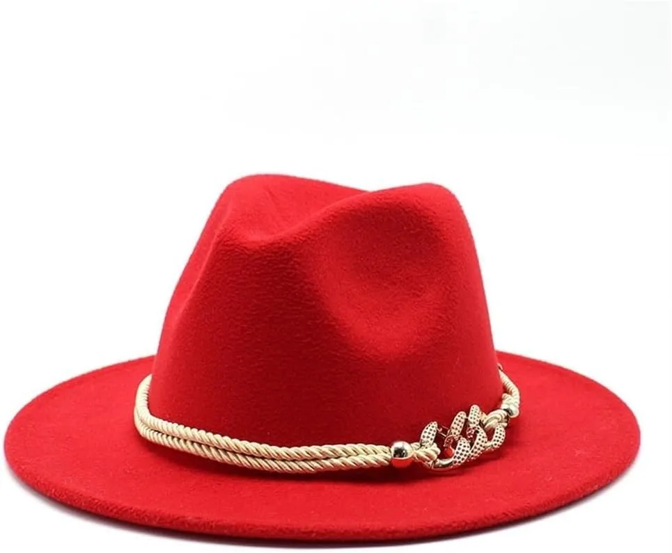 DHAEY Church Woolen Hat Men and Women English Style Jazz Hat Big Brim Hat Autumn and Winter Felt Hat Luopan Caps & Hats (Color : Royal Blue, Size : 56-58cm)