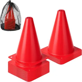 DIVINA VITAE 32Pcs Soccer Cones for Training, 7 Inch Sports Agility Cones Orange Plastic Traffic Cones with Mesh Drawstring Bag for Basketball Football Skating Drills Practice