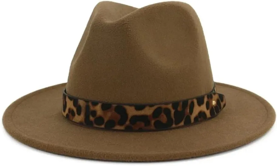 Fedora Hats for Women Wide Brim Belt Tribby Hat Ladies Woolen Jazz Cap Vintage Solid Caps