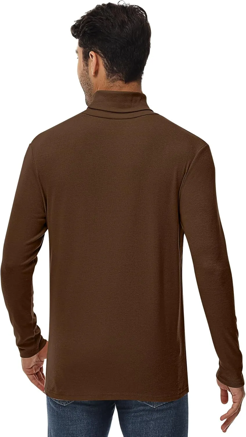 Ficerd 2 Pack Men's Turtle Neck Shirts, Lightweight Cotton Pullover Sweater Slim Fit Mock Turtleneck Knitted Long Sleeve Tops