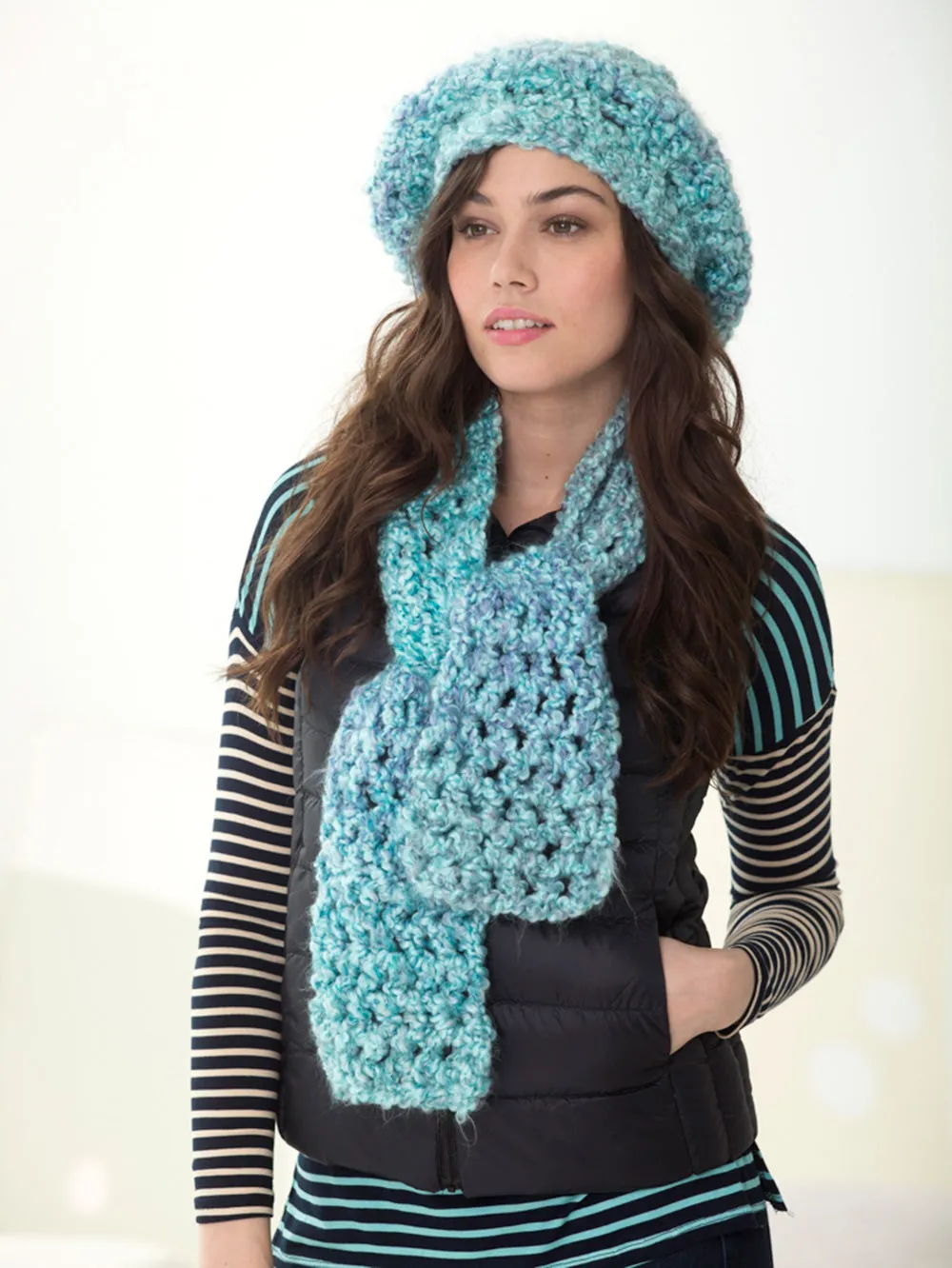 Fresh Air Beret & Scarf Set (Crochet)