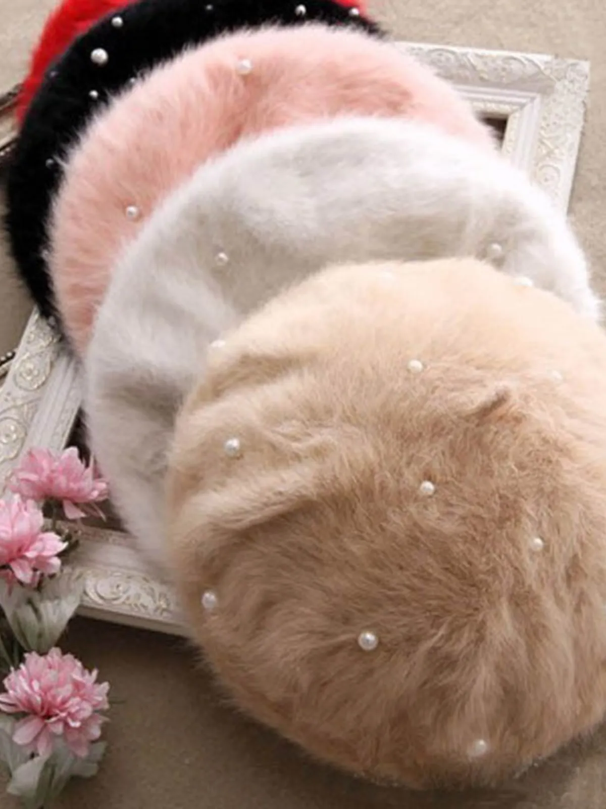 Furry Pearl French Beret