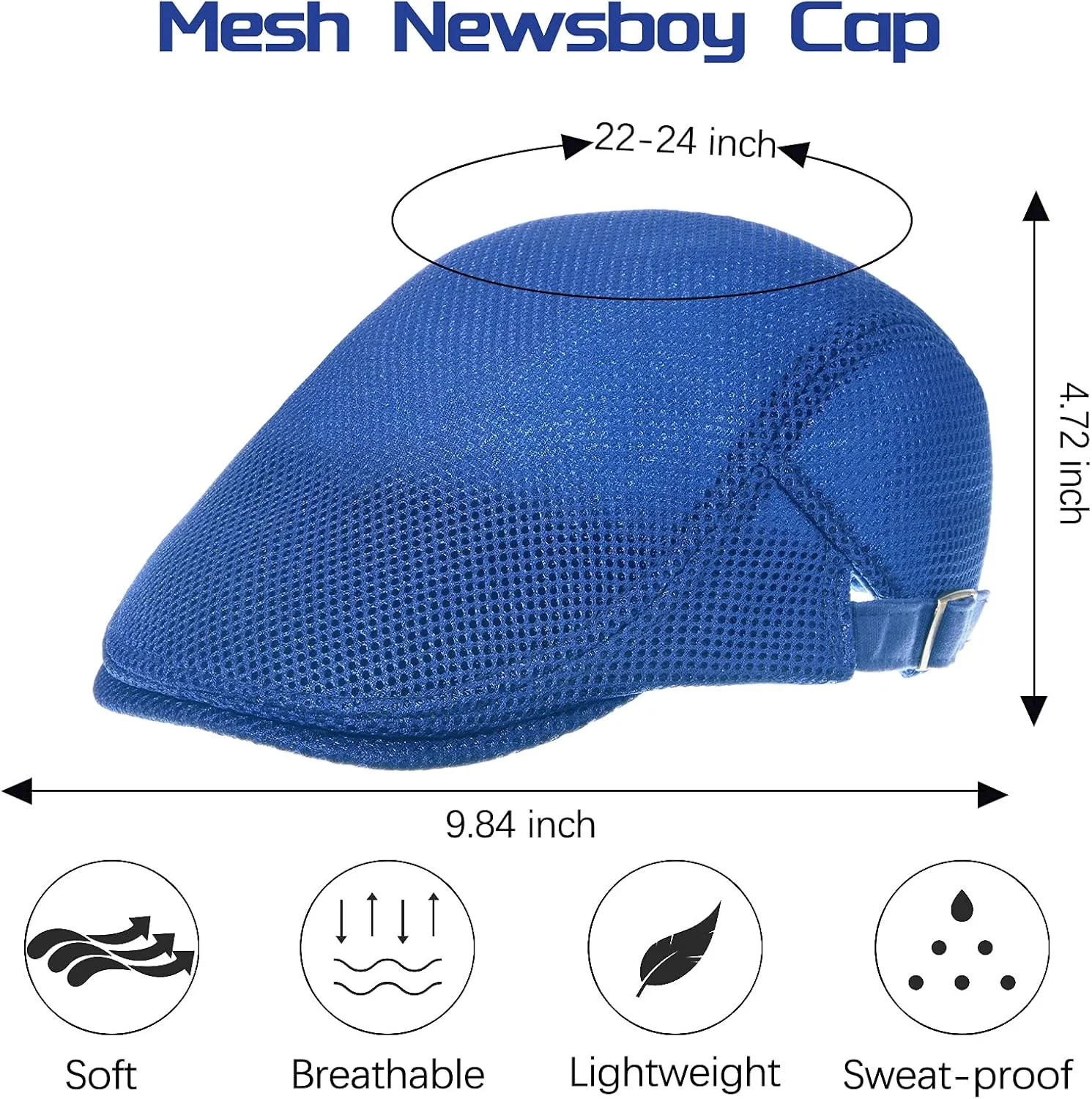 Geyoga 3 Pieces Mesh Newsboy Cap Mesh Breathable Summer Cap Adjustable Newsboy Beret Cap Cabbie Flat Cap