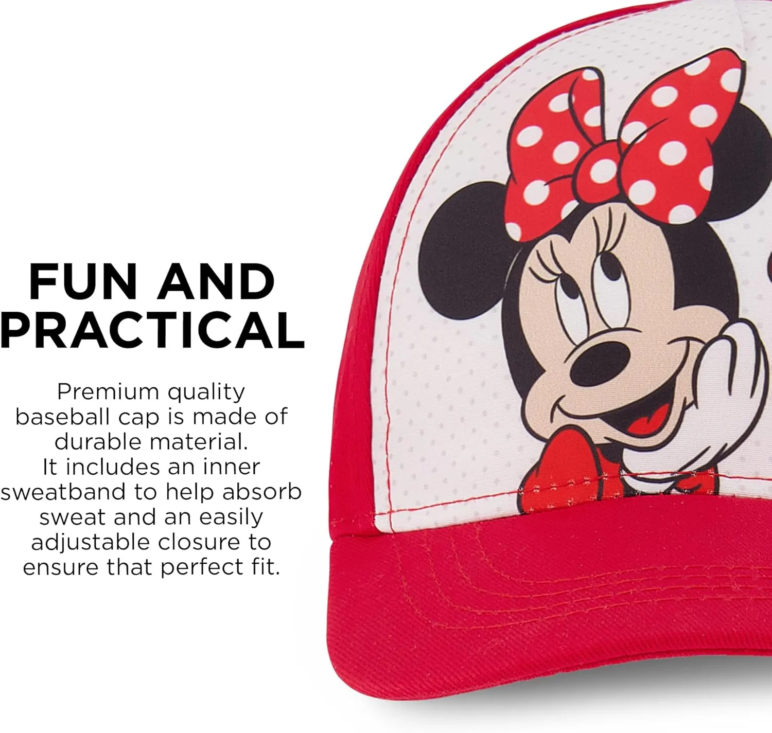 Girls' Baseball Cap, Minnie Mouse, Peppa Pig or Frozen Adjustable Toddler Hat Ages 2-4