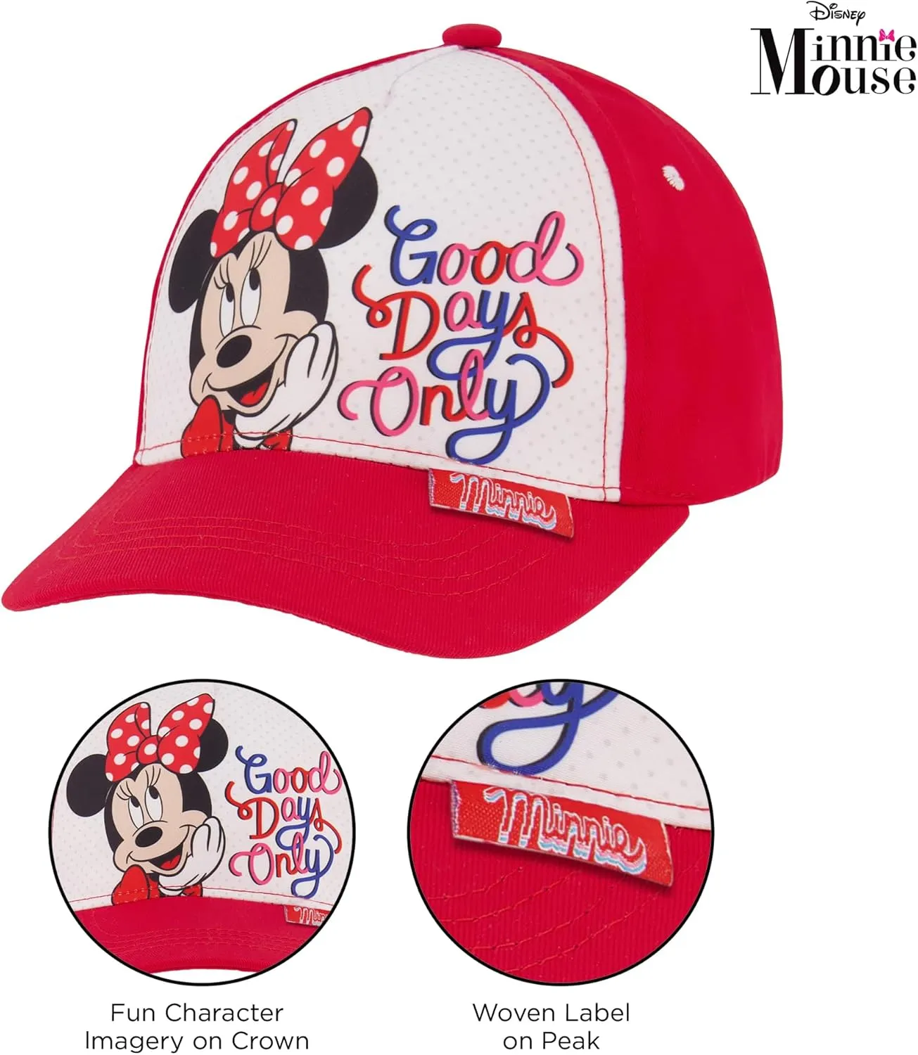 Girls' Baseball Cap, Minnie Mouse, Peppa Pig or Frozen Adjustable Toddler Hat Ages 2-4