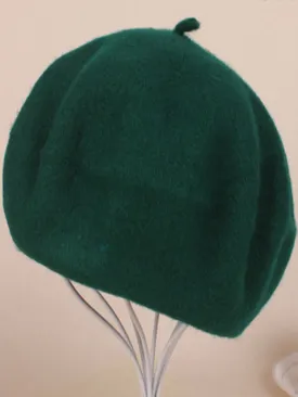 Girls Green Wool Basic Beret