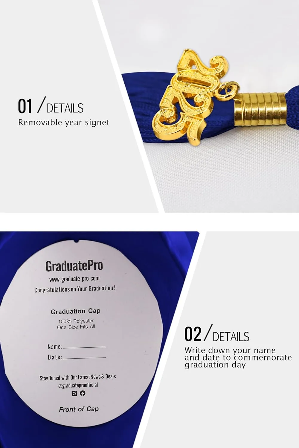 GraduatePro Matte Graduation Cap and Gown Class of 2025 Set Bulk with Tassel for High School & College 12 Colors