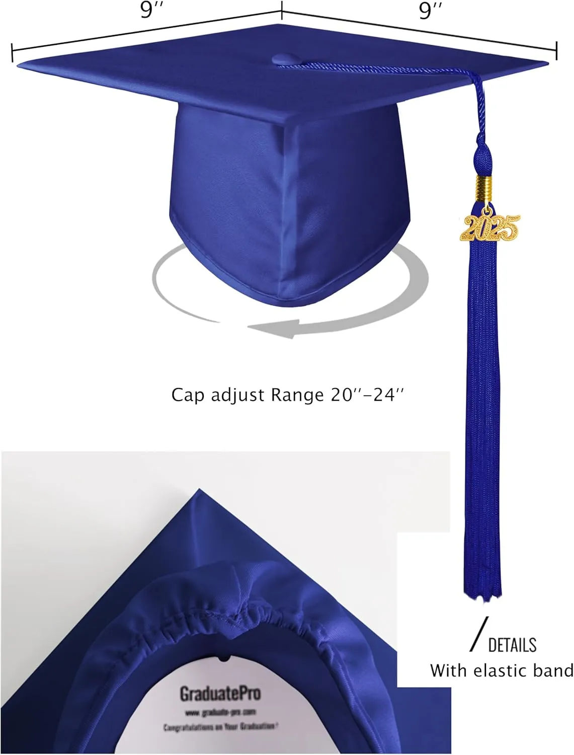 GraduatePro Matte Graduation Cap and Gown Class of 2025 Set Bulk with Tassel for High School & College 12 Colors