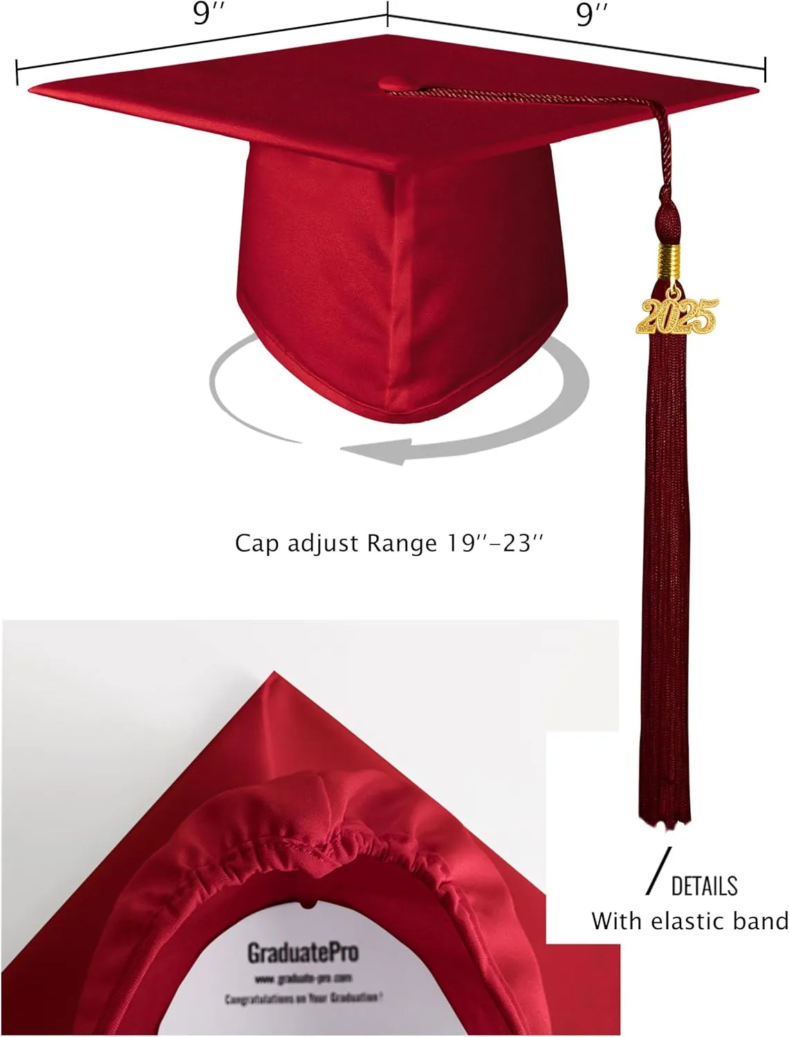 GraduatePro Matte Graduation Cap and Gown Class of 2025 Set Bulk with Tassel for High School & College 12 Colors