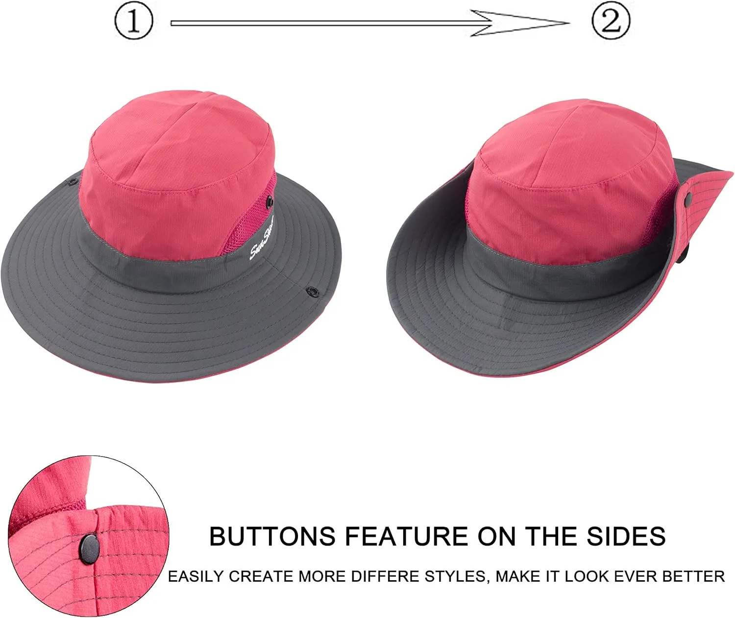 HGGE Kids Girls Sun Hat UV Protection Wide Brim Beach Cap with Ponytail Hole