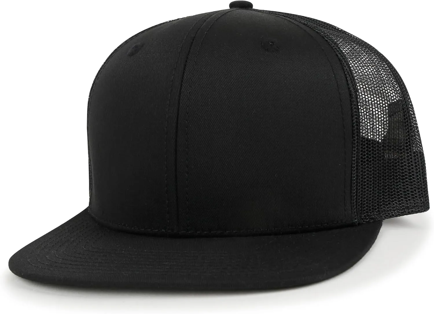 ililily Blank Six Panel Mesh Back Baseball Cap Basic Snap Back Flat Brim Hat