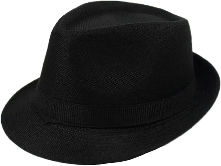 JSEIAJB Men Fedora Hats Classic Solid Linen Jazz Cap Male Khaki Brand Spring Plain Outdoor Beach Hat