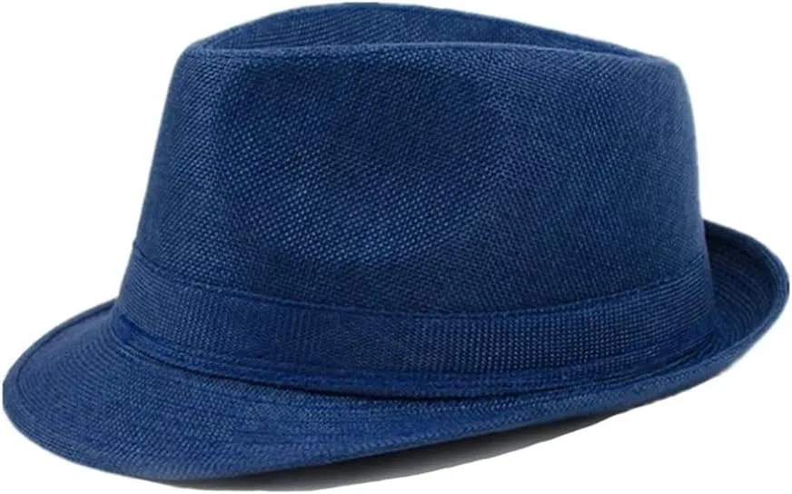 JSEIAJB Men Fedora Hats Classic Solid Linen Jazz Cap Male Khaki Brand Spring Plain Outdoor Beach Hat