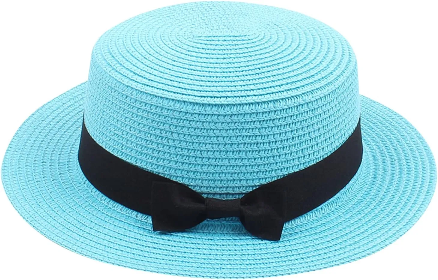 Kids Straw Hat - Summer Bow Fedora Straw Hat Wide Brim Floppy Beach Sun Hat Bucket Hat for Toddler Girls Boys