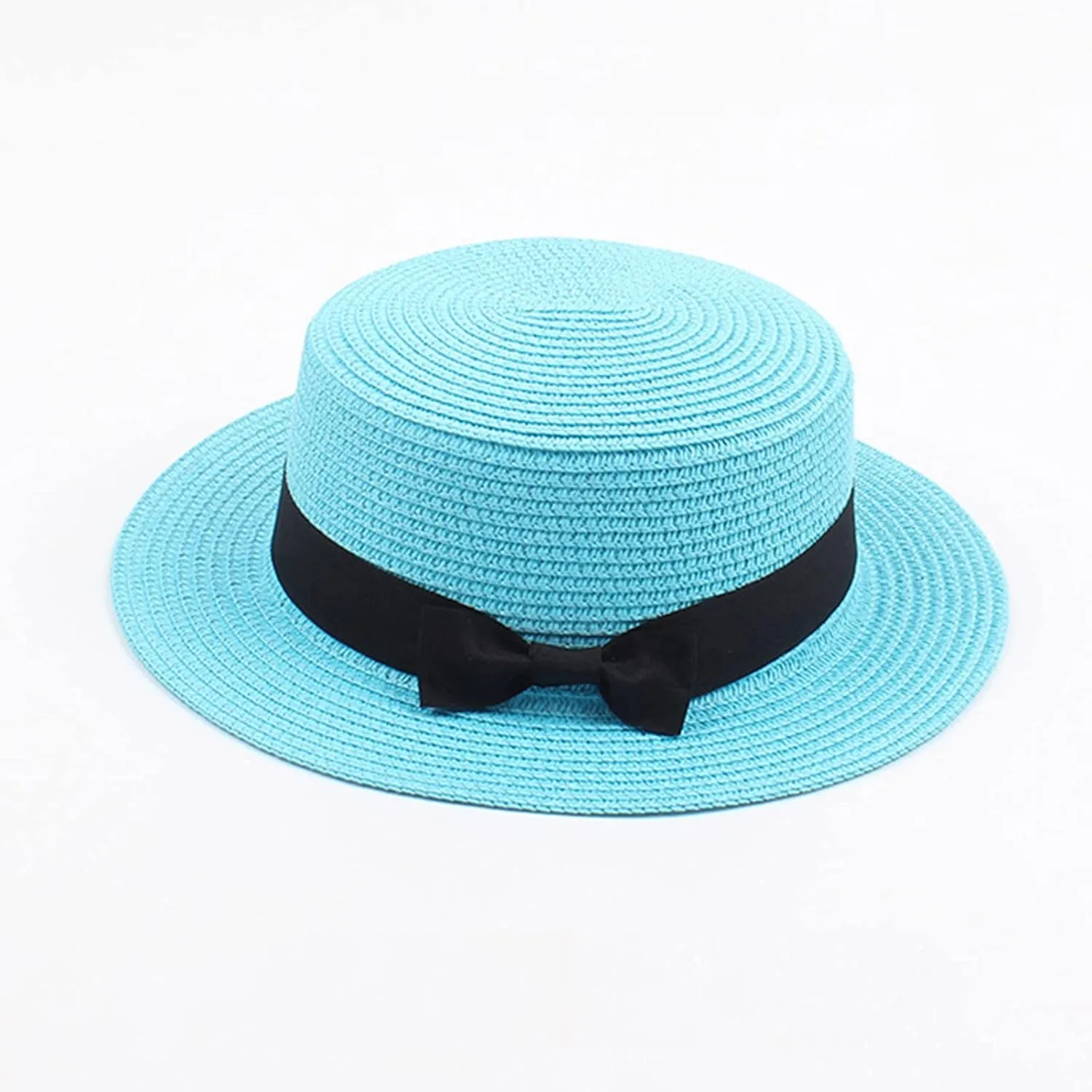 Kids Straw Hat - Summer Bow Fedora Straw Hat Wide Brim Floppy Beach Sun Hat Bucket Hat for Toddler Girls Boys
