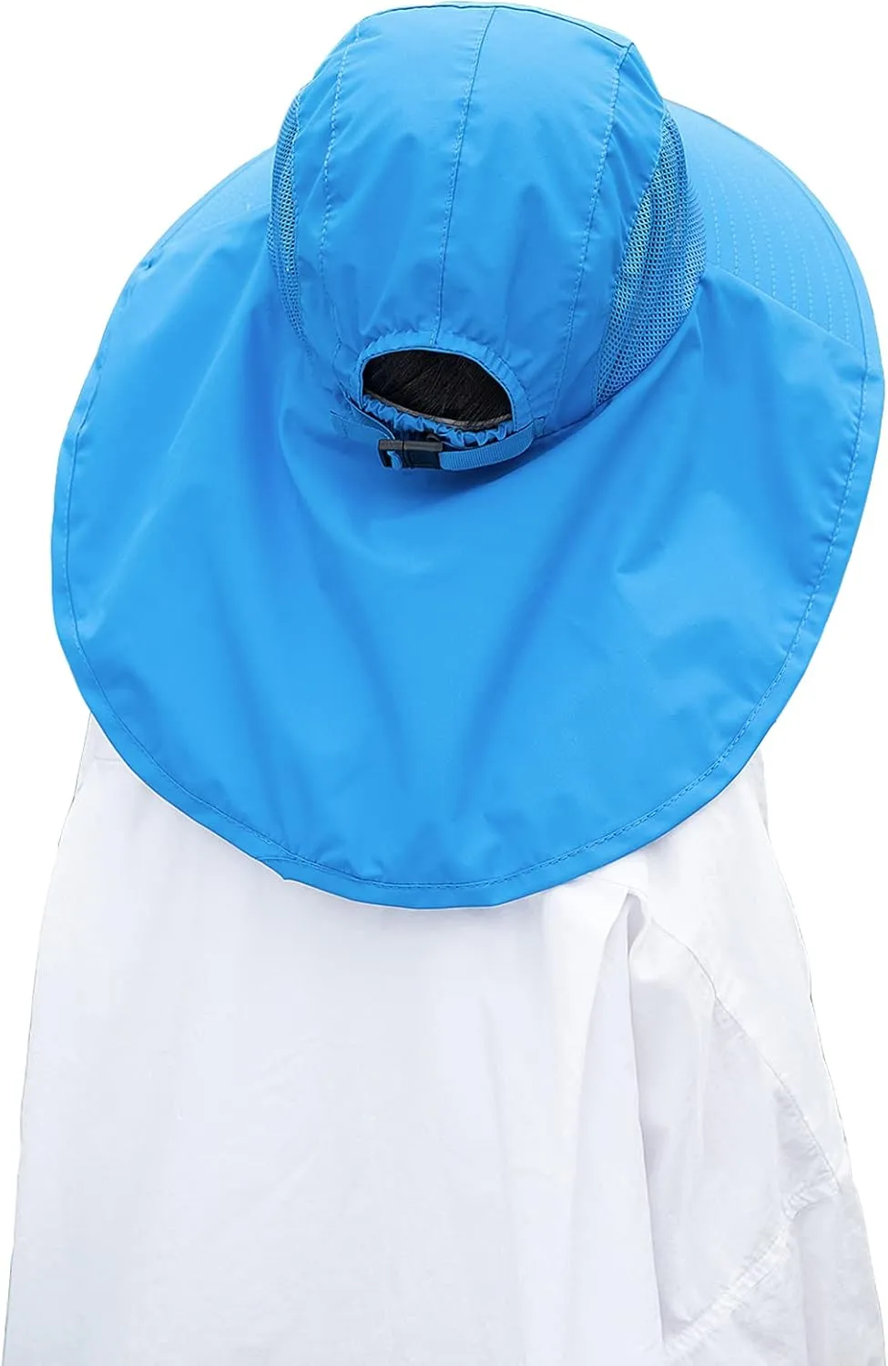 Kids Sun Hat with Neck Flap - Unisex Adjustable Children Wide Brim Summer UPF50  Sun Protection Mesh Bucket for 4-12y
