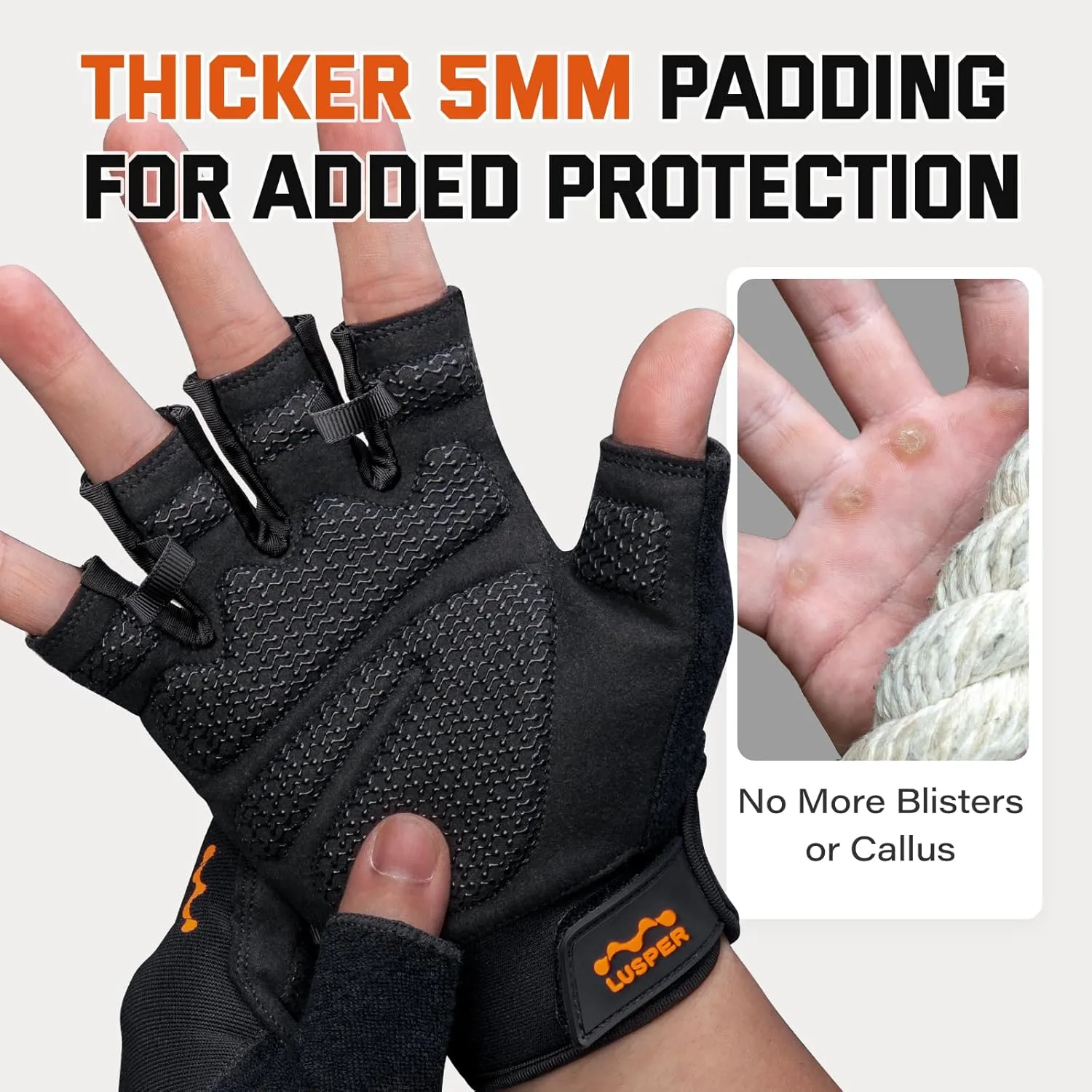 Lusper Workout Gloves for Men and Women, Full Palm Protection Weight Lifting Gym Gloves for Training, Cycling, Fitness, Exercise Hanging, and Pull Ups