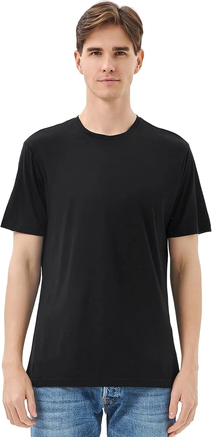 Merino Protect Men's Merino Wool Lyocell Blend T-Shirt Lightweight Cooling Quick Dry Undershirt for Summer Hiking Travel