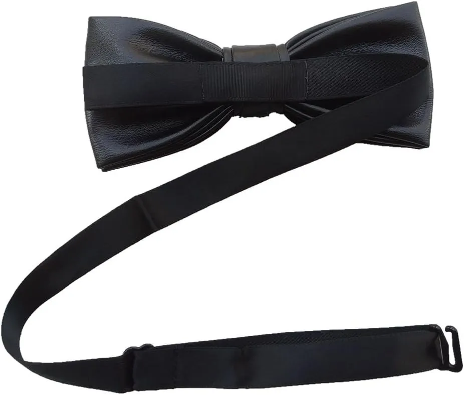 Pre-tied Pure Color PU Leather luxury Bow Ties Collar for Men-Multicolor
