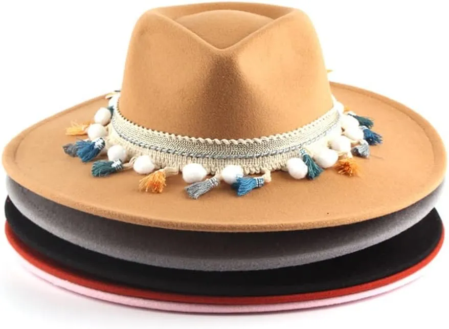 PTEXTU European and American Fashion Ladies Big Brim Top Hat Felt Hat