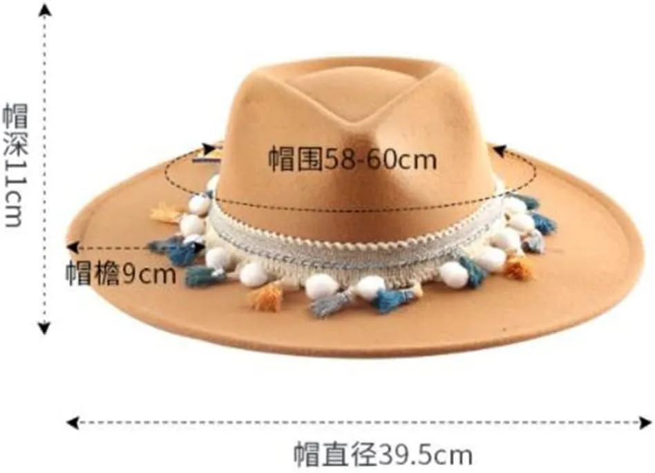 PTEXTU European and American Fashion Ladies Big Brim Top Hat Felt Hat