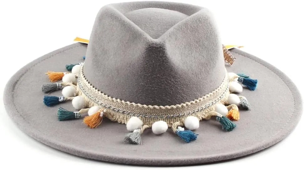 PTEXTU European and American Fashion Ladies Big Brim Top Hat Felt Hat