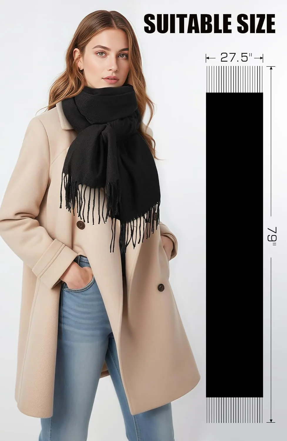 Scarf for Women - Women's Fall Winter Scarfs, Pashmina Shawl Wraps for Women, Long Blanket Scarf for Evening Dresses