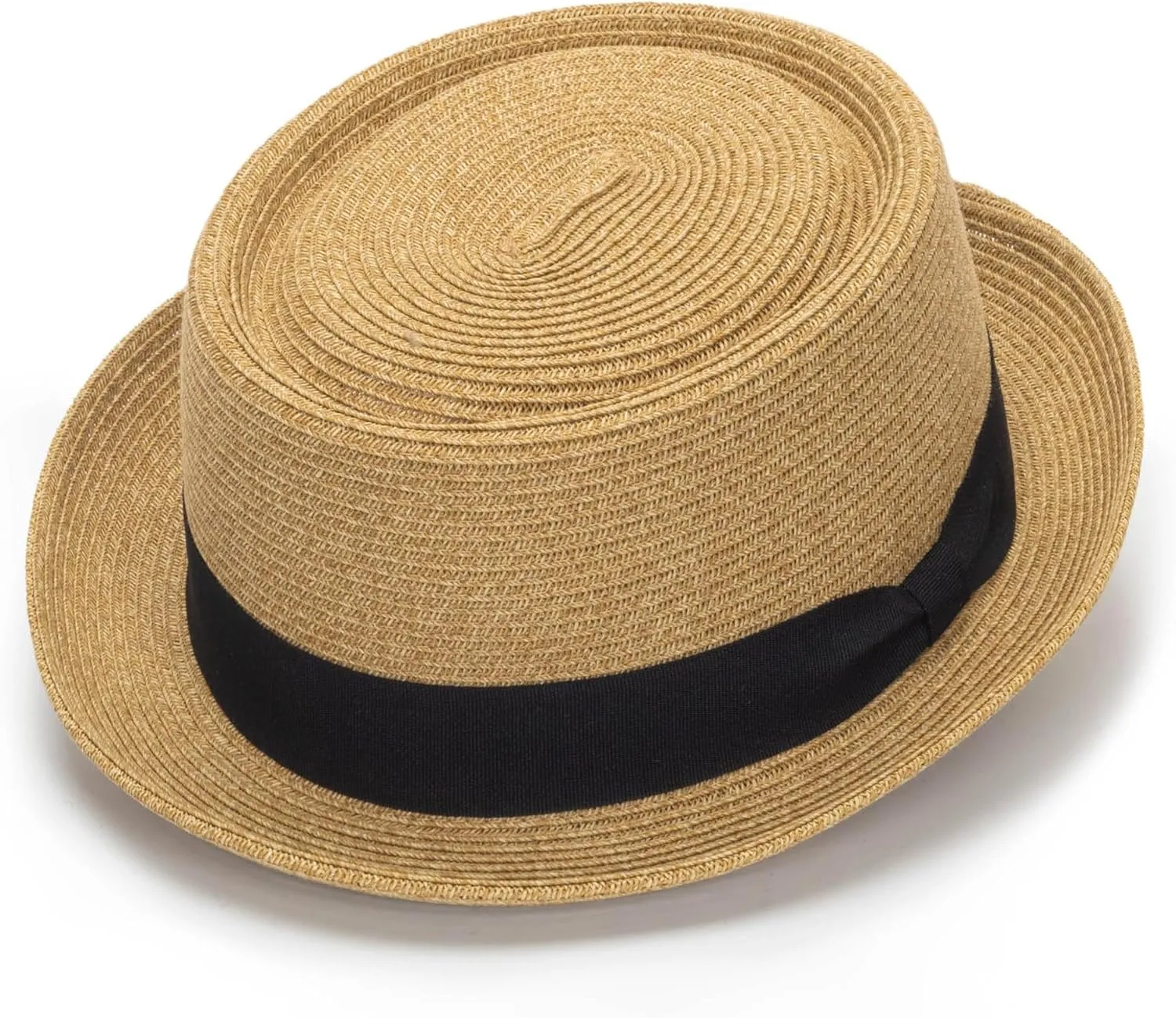 Straw Boater Hat for Women Men, Foldable Flat Brim Panama Hat, Beach Sun Hat UV-Protection, Fedora Derby Pork-Pie Hat