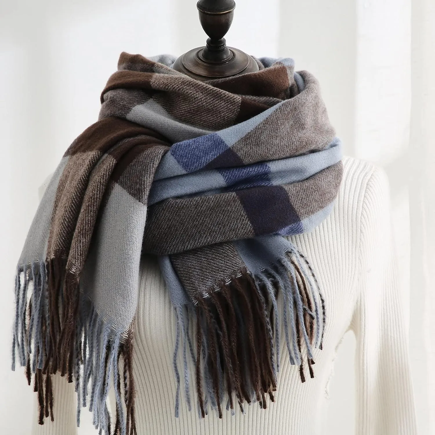 Tartan Plaid Scarves for Women Winter,Long Scarves for Women with Fringe,Super Soft Scarf for Women Winter