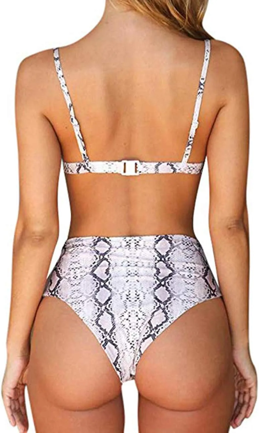 TSWRK Women's High Waist Leopard Print Bikini 2 Pieces Swimsuits Cheeky Bottom
