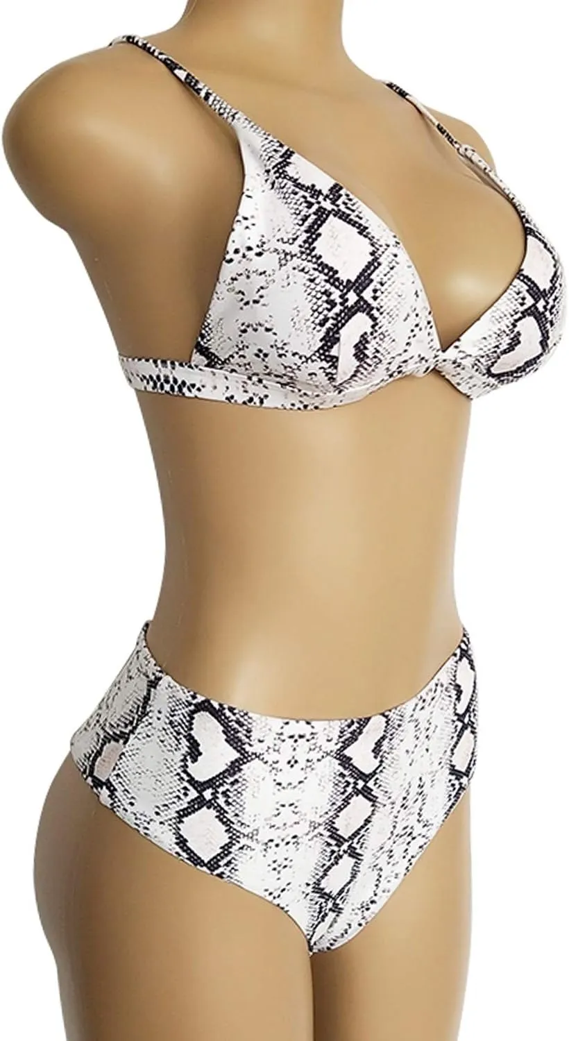 TSWRK Women's High Waist Leopard Print Bikini 2 Pieces Swimsuits Cheeky Bottom