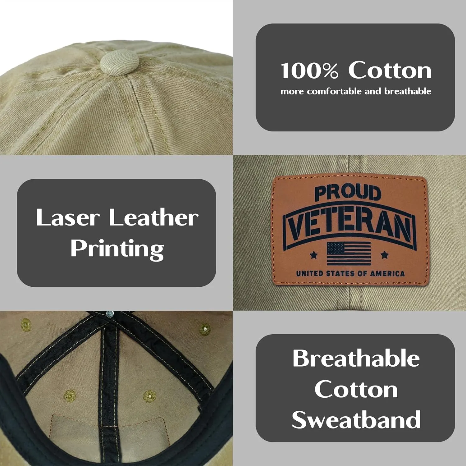 Unisex Adjustable Patriotic Veterans Baseball Cap Veteran Hats, Birthday, Father's Day and Veterans Day Gift for Men