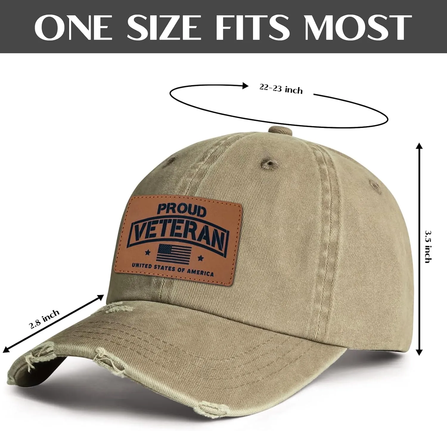 Unisex Adjustable Patriotic Veterans Baseball Cap Veteran Hats, Birthday, Father's Day and Veterans Day Gift for Men