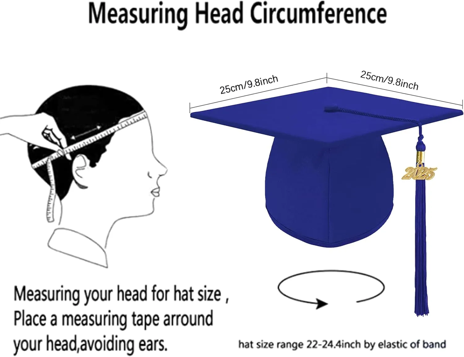 Unisex Adult Matte Graduation Cap Graduation Hat with Tassel Adjustable for High School and College