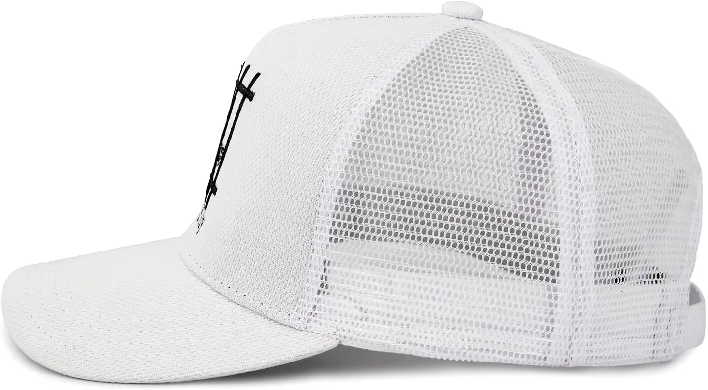 Unisex Trucker Adjustable Mesh Baseball Cap Dad Hat for Men Women Breathable Mesh Side with Stainless Steel Cap Buckle